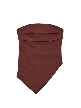 Zara Asymmetrical Tube Top | Burgundy | Strapless Knit Top